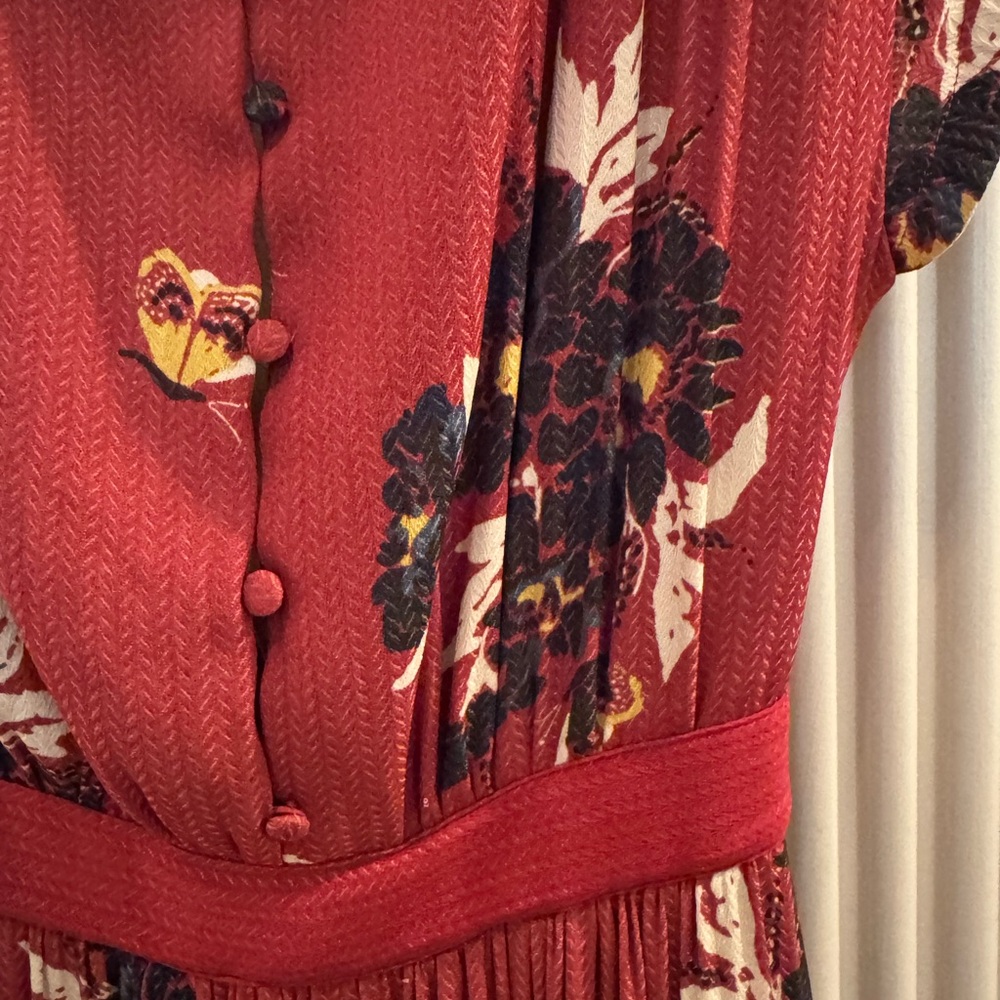 Free People Red Floral Maxi Dress Size 0 - Picture 7 of 7